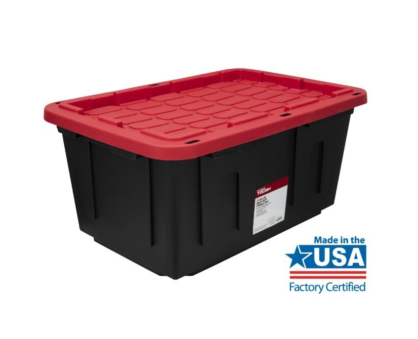 4 Pack Hyper Tough 27 Gal Storage Tote Snap Lid Container Red Lid