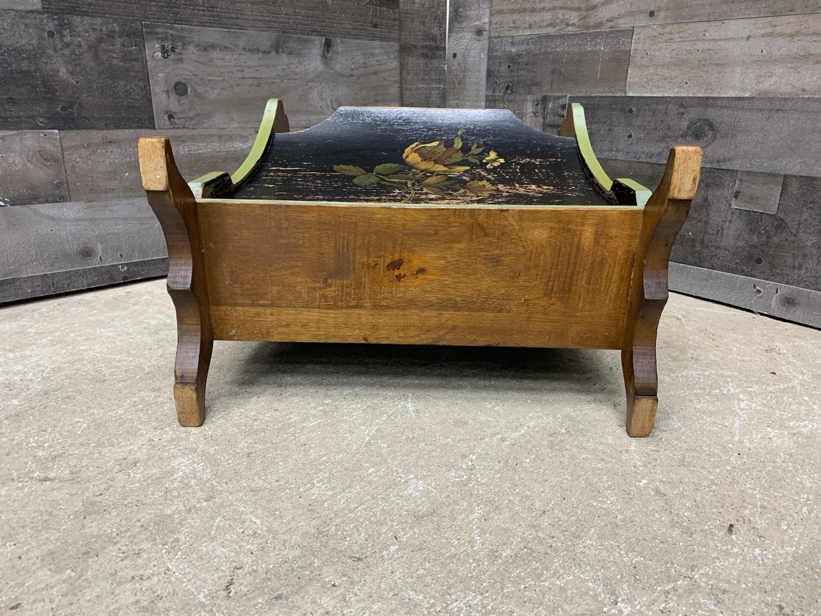 Vtg Art Nouveau Magazine Rack Florentine Footed Stand Wood Record Case Antique