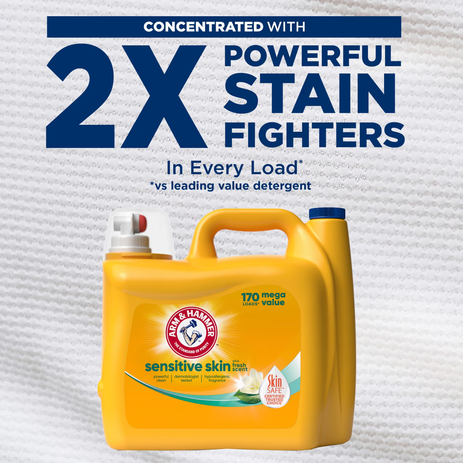 ARM & HAMMER Sensitive Skin Laundry Detergent 170 oz 3-Pack Fast Ship USA