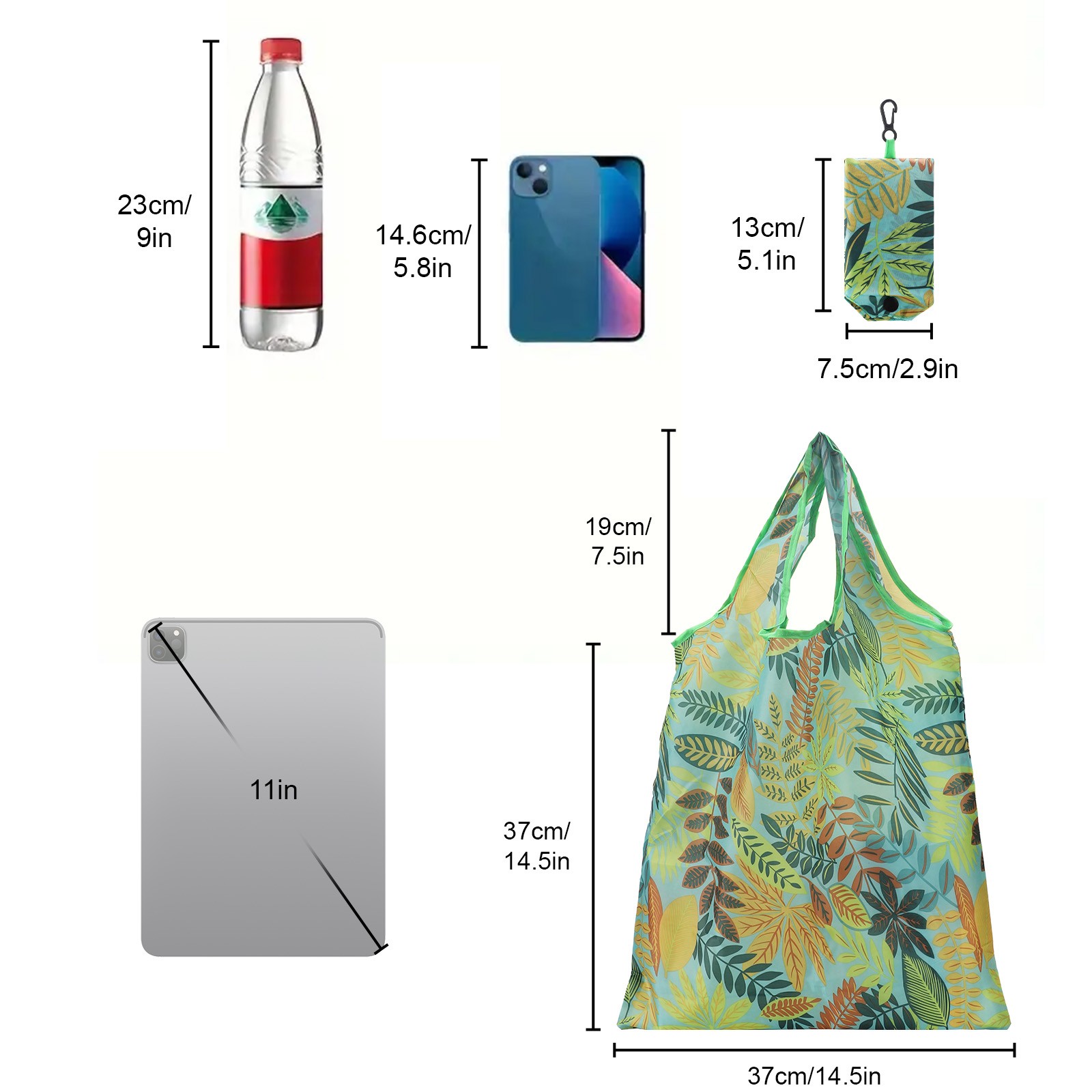 10PCS Large Reusable Grocery Bags Foldable Shopping Tote Bag Washable w/ Handle