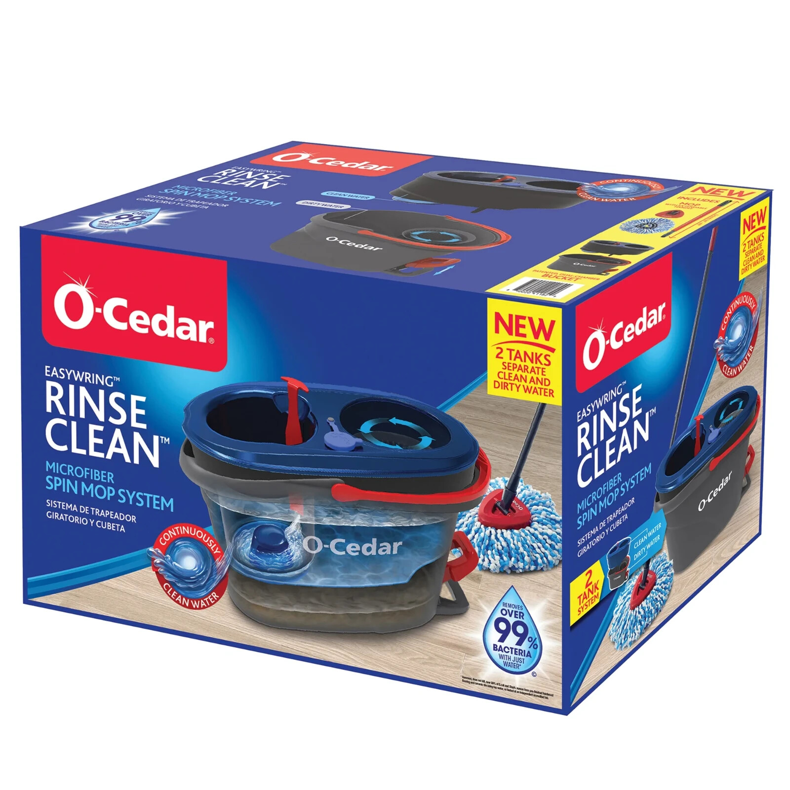 O-Cedar RinseClean Clean Water Spin Mop and Bucket System Clean with Clean Water