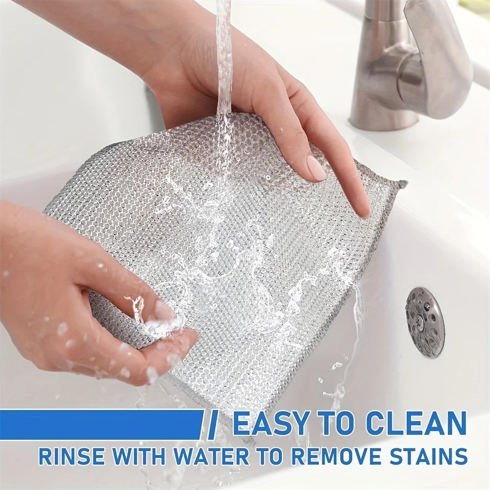 Steel Wire Cleaning Cloth Non Scratch Kitchen Dishwashing Rags