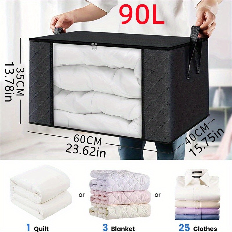 4Pcs 90L Fabric Storage Bins Clear Window Collapsible Organizer Box for Closet