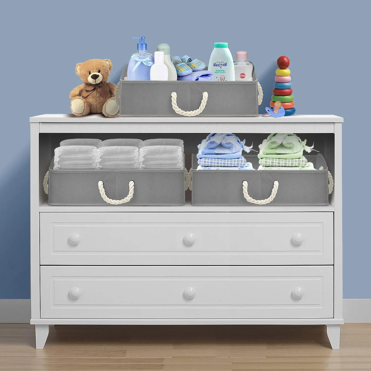 3-Pack Trapezoid Storage Bins – Foldable Fabric Baskets for Closet Organization,