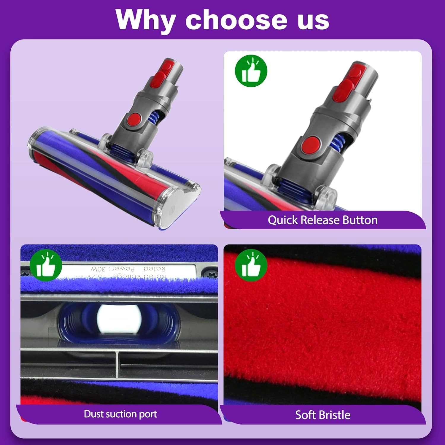 Soft Roller Replacement Head for Dyson V7 V8 V10 V11 V15 Cordless Vacuum Cleaner