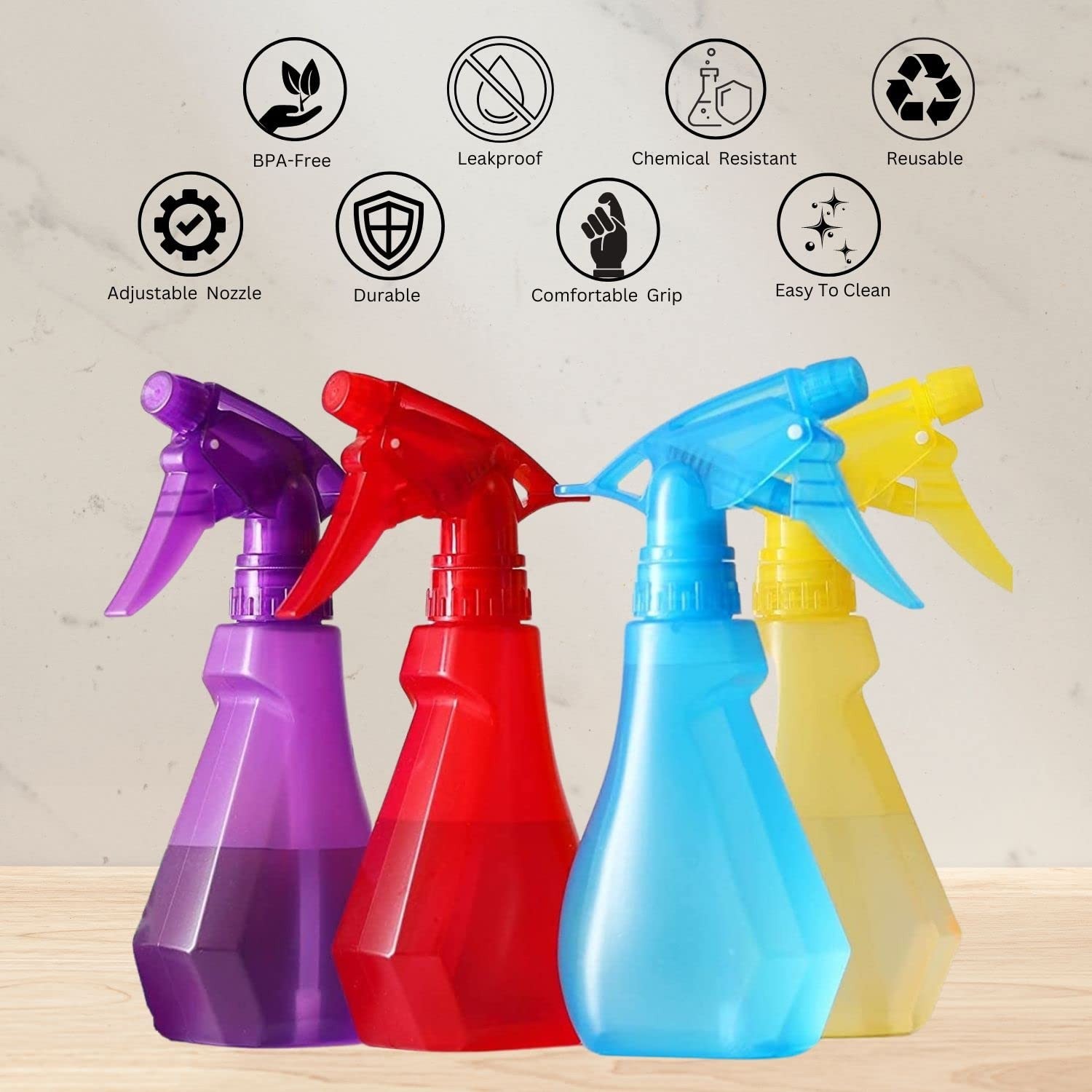 DilaBee 4 Pack 8oz Spray Bottles BPA Free Adjustable Mist Cleaning Plants