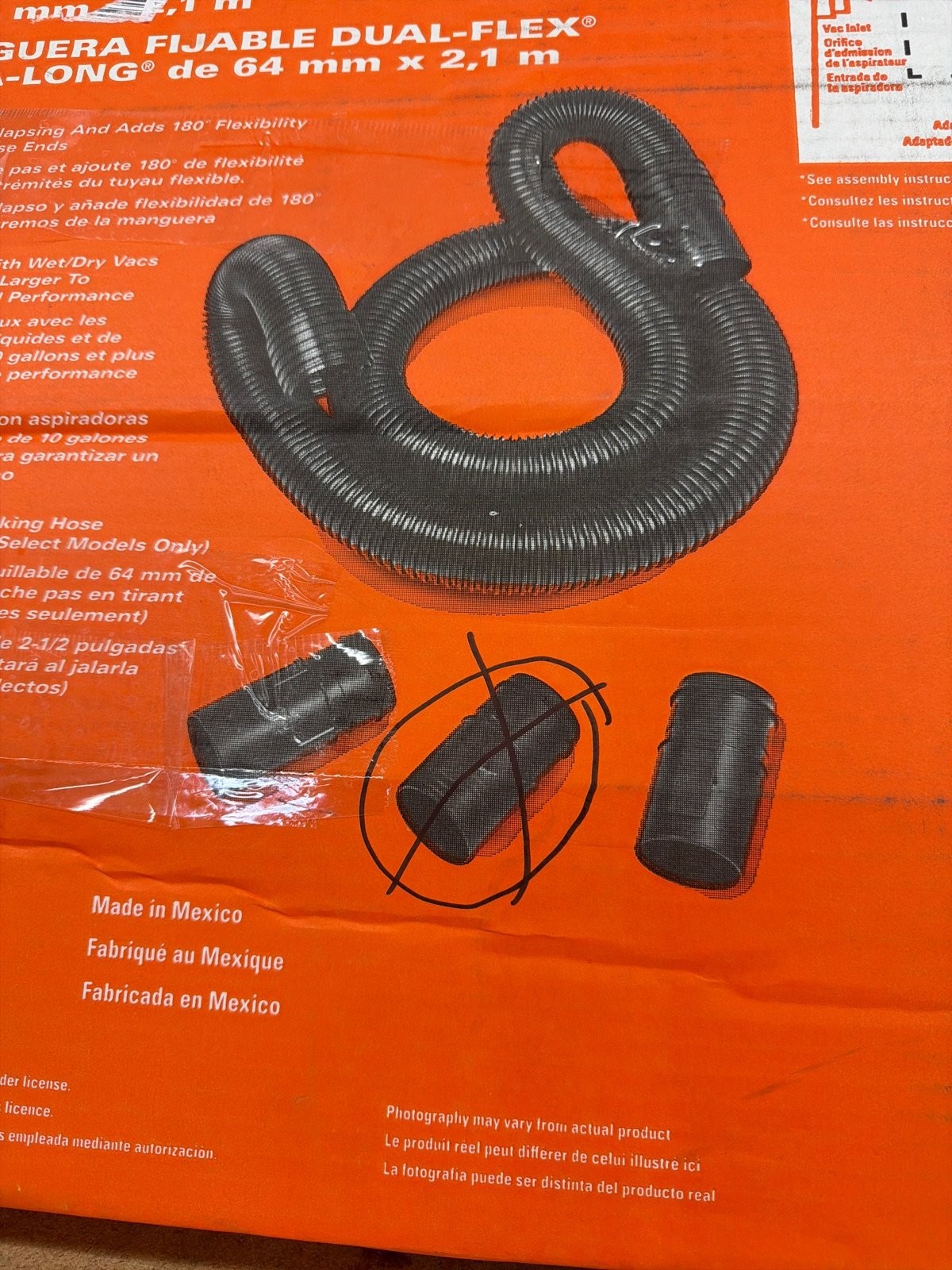 RIDGID 2-1/2 in. x 7 ft. DUAL-FLEX Locking Vacuum Hose Kit MISSING SEE PICTURES