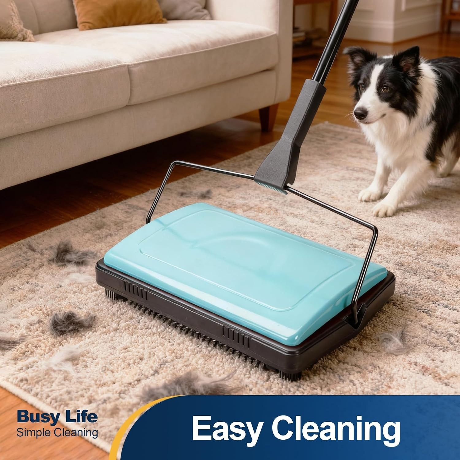 Carpet Sweeper Cleaner for Home Office Low&Undercoat Carpets Rugs Pet Hair Du…