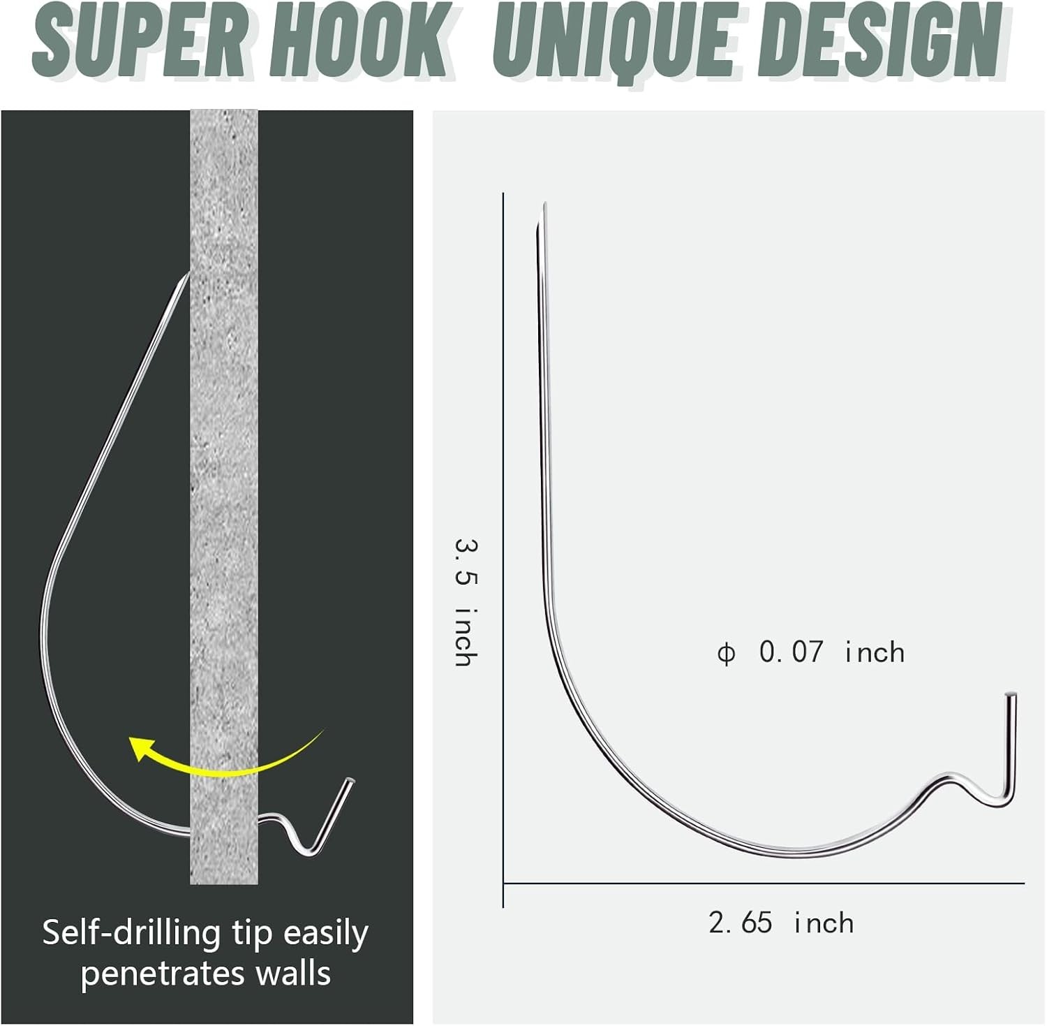 20pcs Super Strong Wall Hooks – Effortless Picture Hanger Kit for Drywall
