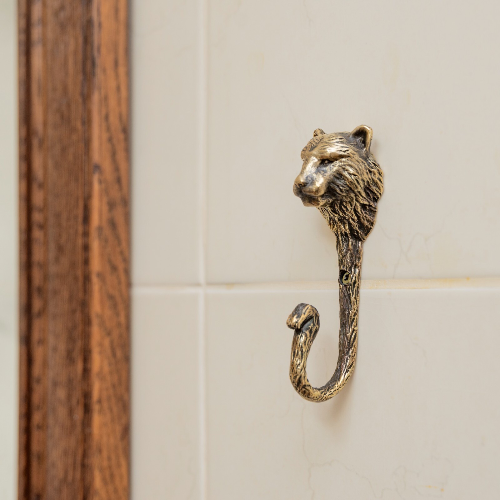 Tiger Wall Hook, Coat Hook, Strong Brass Tiger Head Hook, Bathroom Hook.