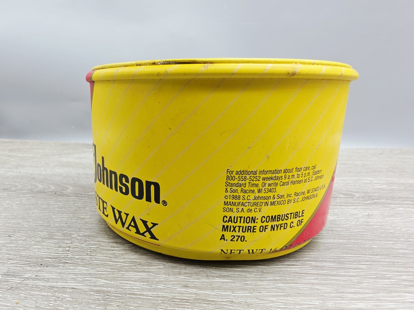 SC Johnson Paste Wax 16 oz Open Can Discontinued USA. 18 Oz Weight