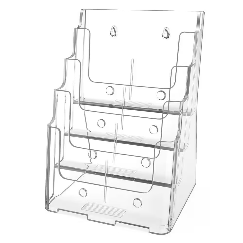 Clear 9.5 In. X 12.7 In. Plastic Magazine Rack 4 Tier Literature Organizer Magaz