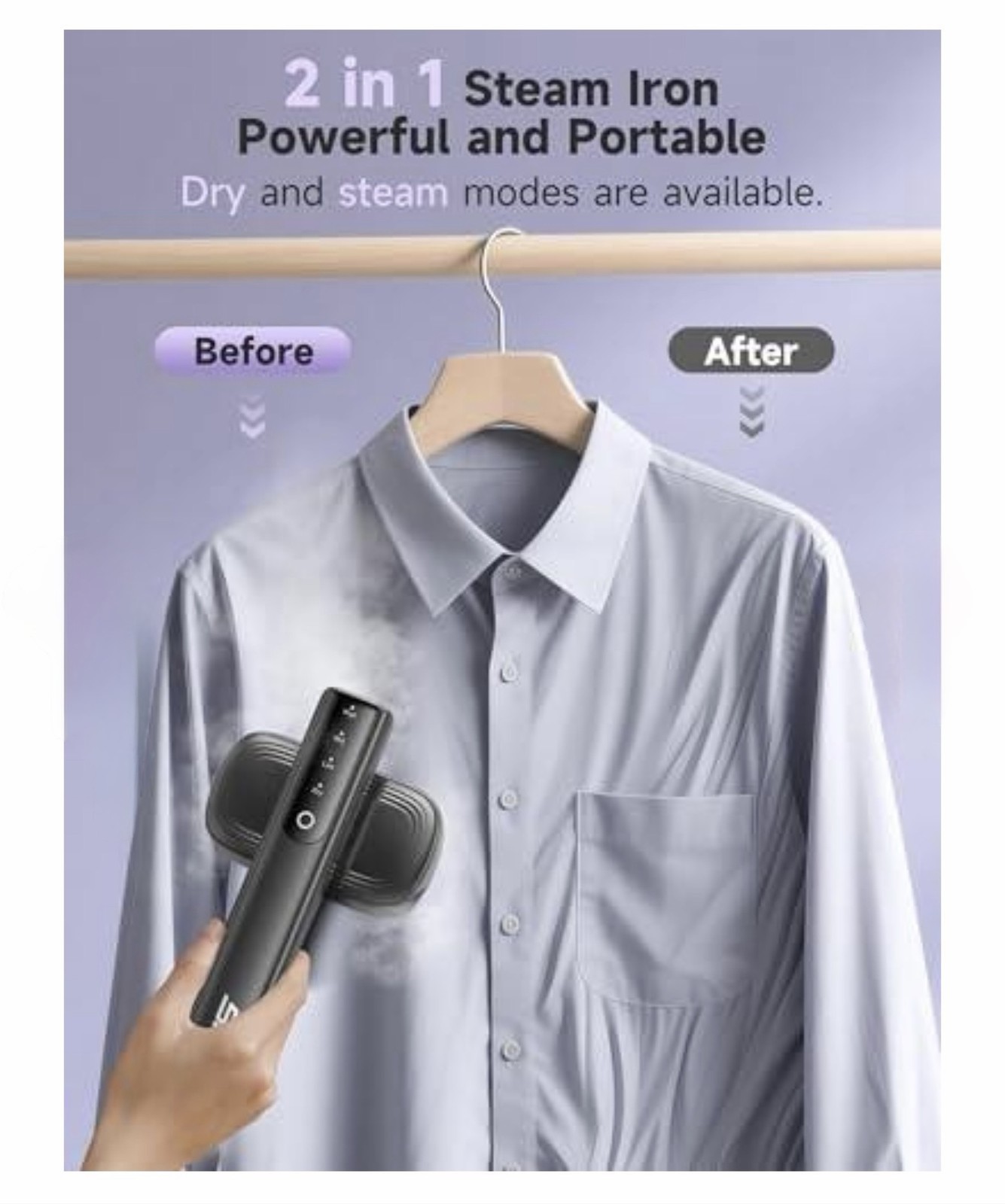 Sundu Portable Garment Steamer 1200W Fast Heat Up 100ml Travel Wrinkle Remover