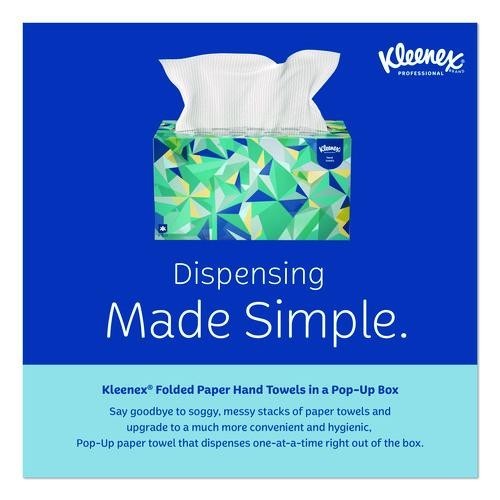 Kleenex Hand Towels, POP-UP Box, 1-Ply, 9×10.5, White, 120/Box, 18/CT