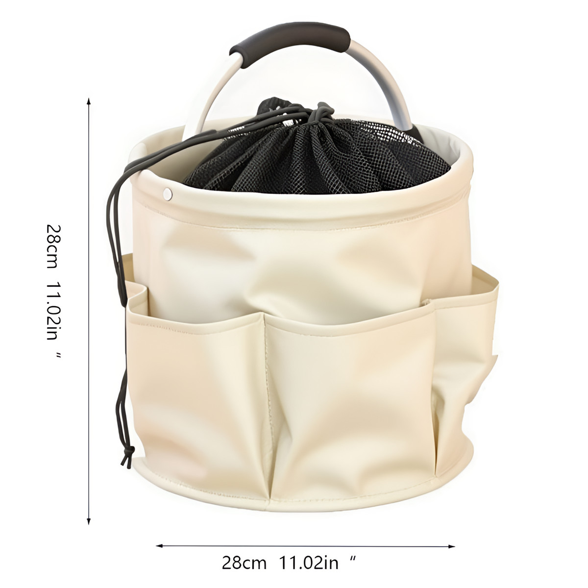 Cleaning Caddy Organizer Bag with Handle Waterproof Oxford Cloth Storage white