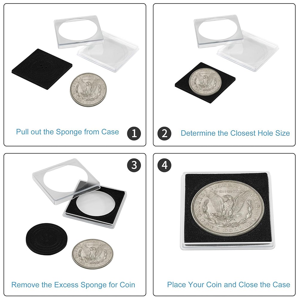 10-100PCS Coin Storage Box Case Capsules Holder Plastic Clear Round 17.5MM-40MM