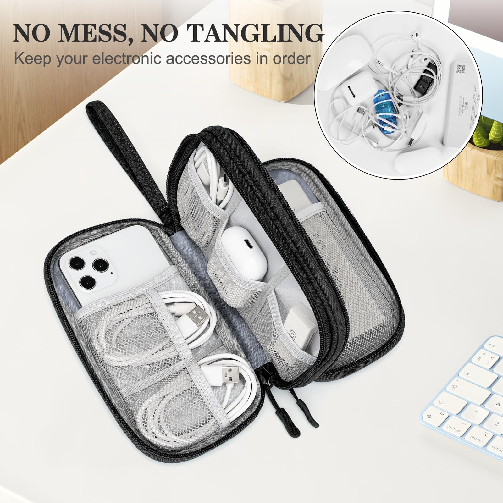 Electronic Organizer, Travel Tech Pouch Bag, Cable Organizer Black
