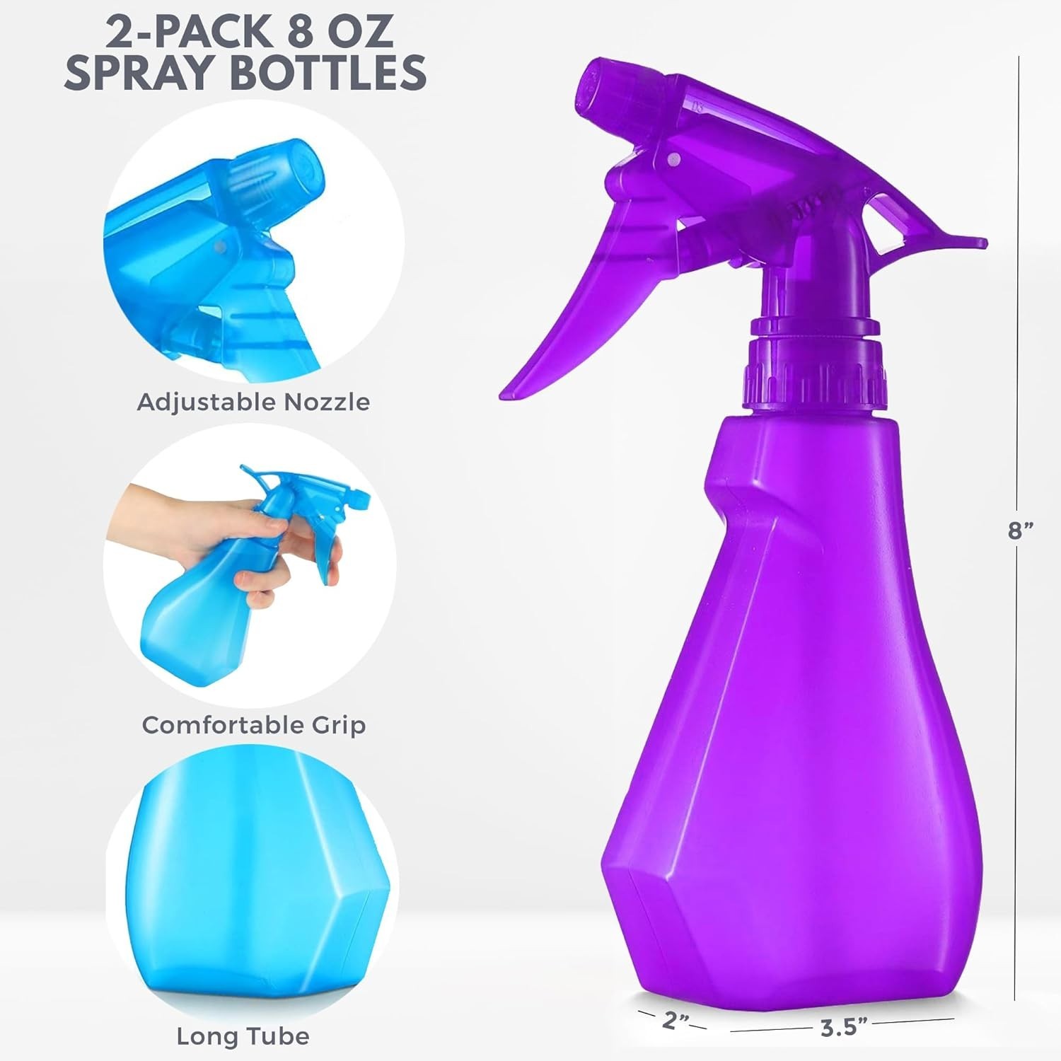 8oz 2-Pack Empty Spray Bottles for Cleaning Heavy Duty, Small Spray Bottle fo…