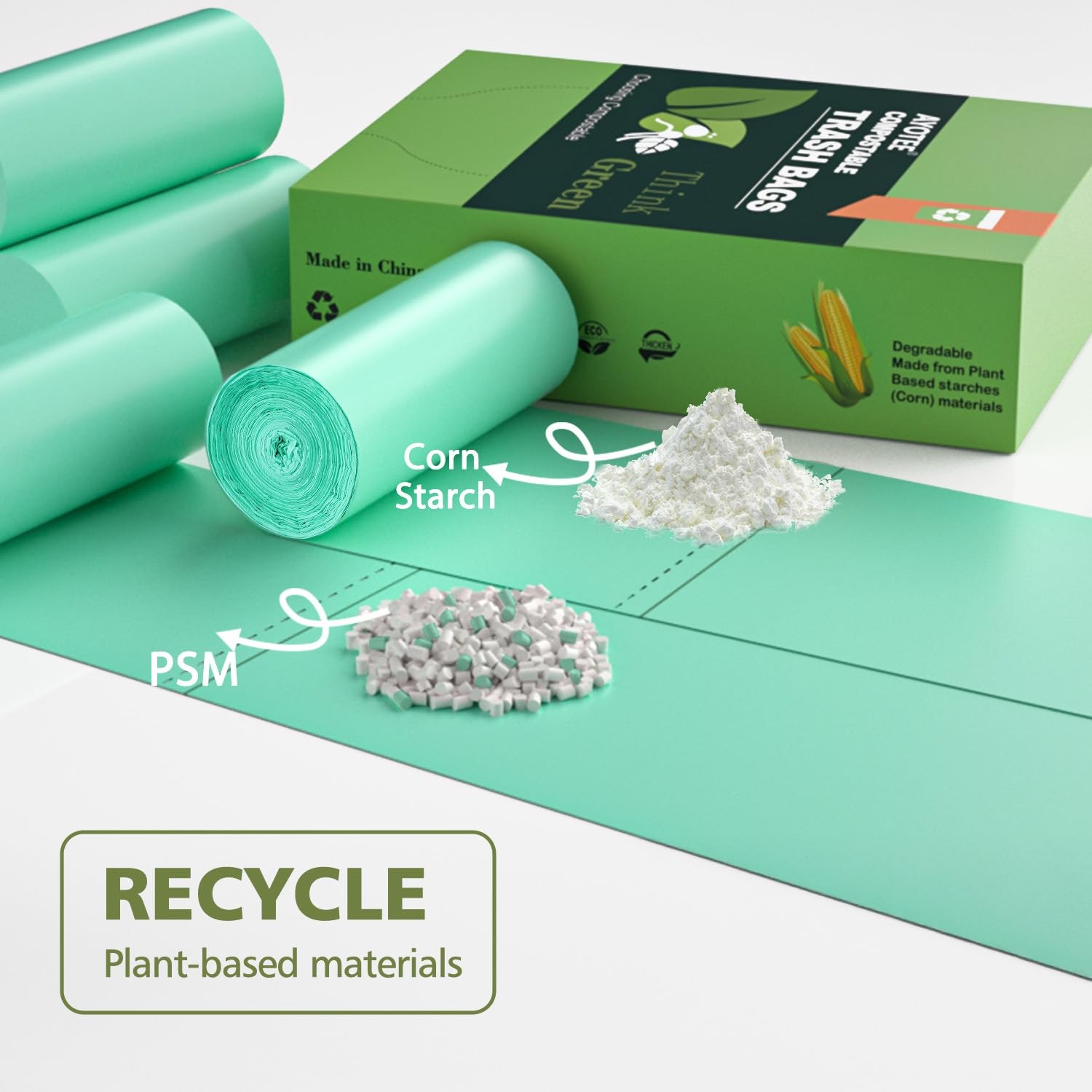 Compostable Trash Bags 13+ Gallon Tall Kitchen Trash Bags 45 Count