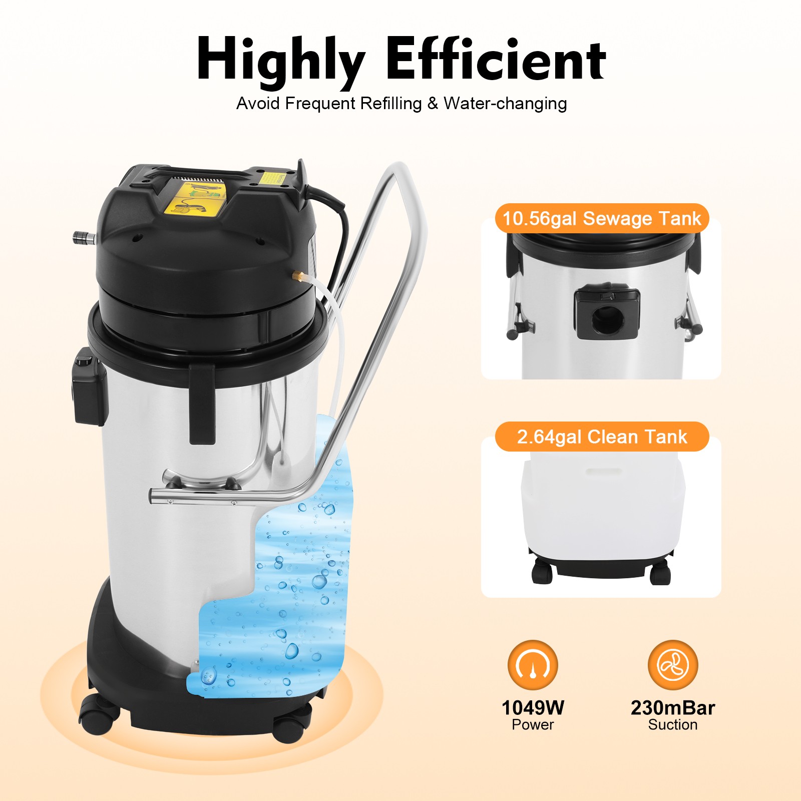 40L 3in1 Commercial Carpet Cleaning Machine, Vacuum Cleaner Extractor