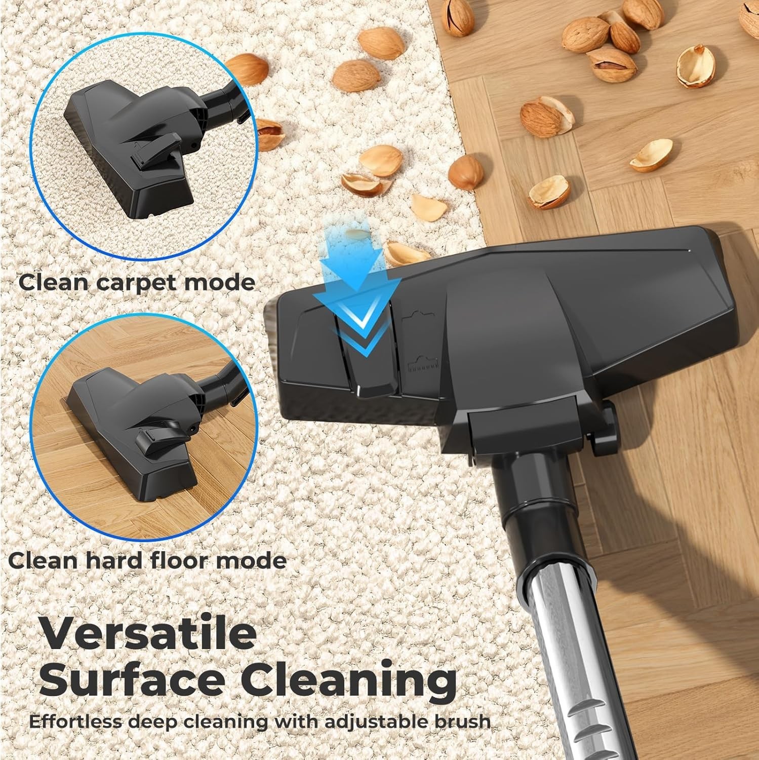 1600W Canister Vacuum Cleaner, Bagless Vacuum Cleaner with 45kPa Strong Sucti…