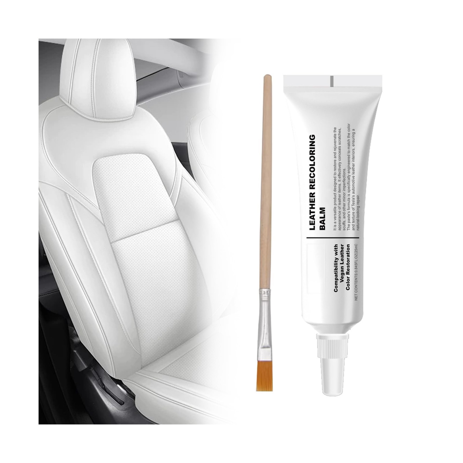White Leather Recoloring Balm for Tesla, Leather Repair Kit Color R… Fast Ship