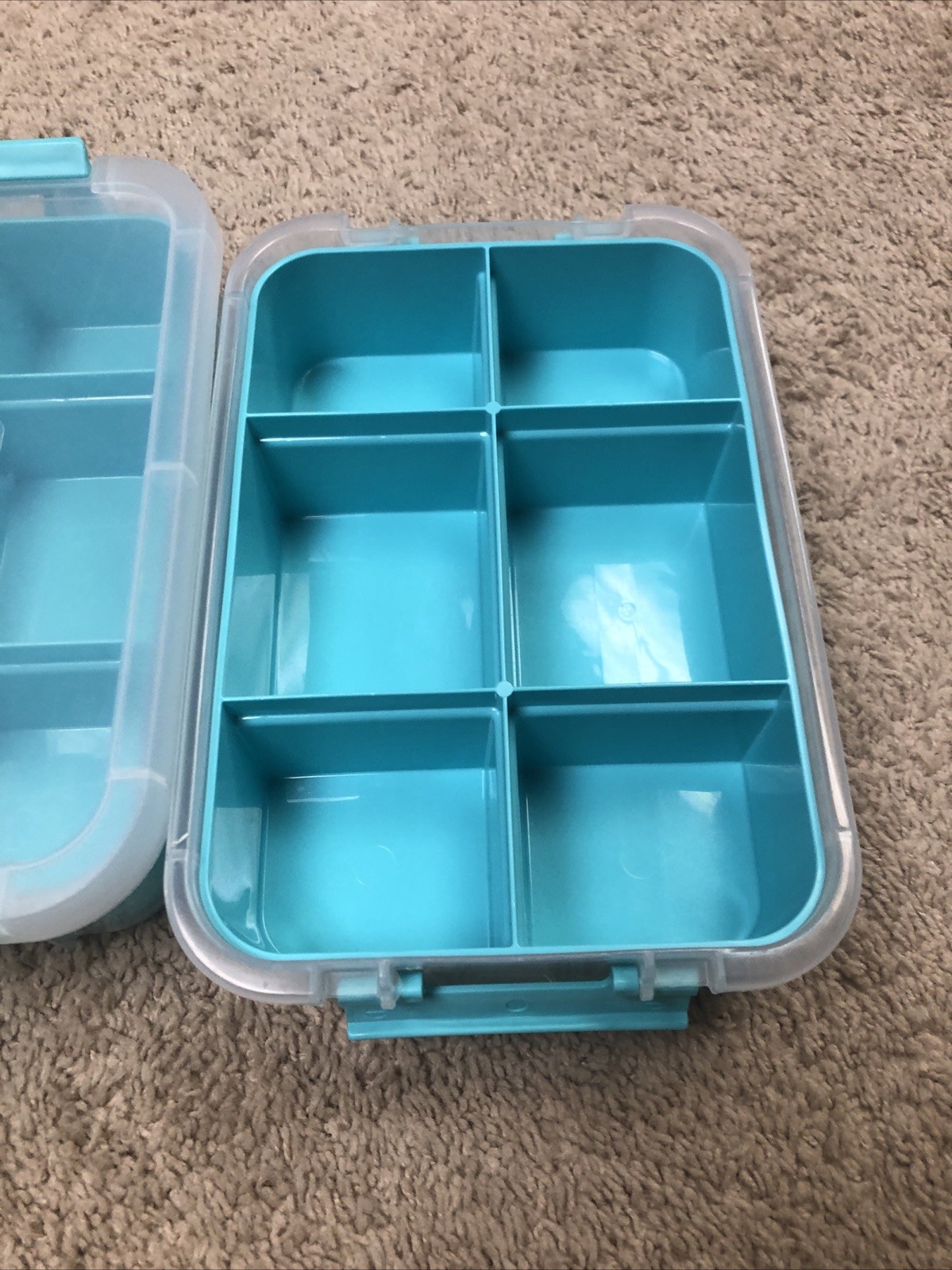 Sterilite Teal Rectangular Storage Container Snap Lid 12 Compartments EX