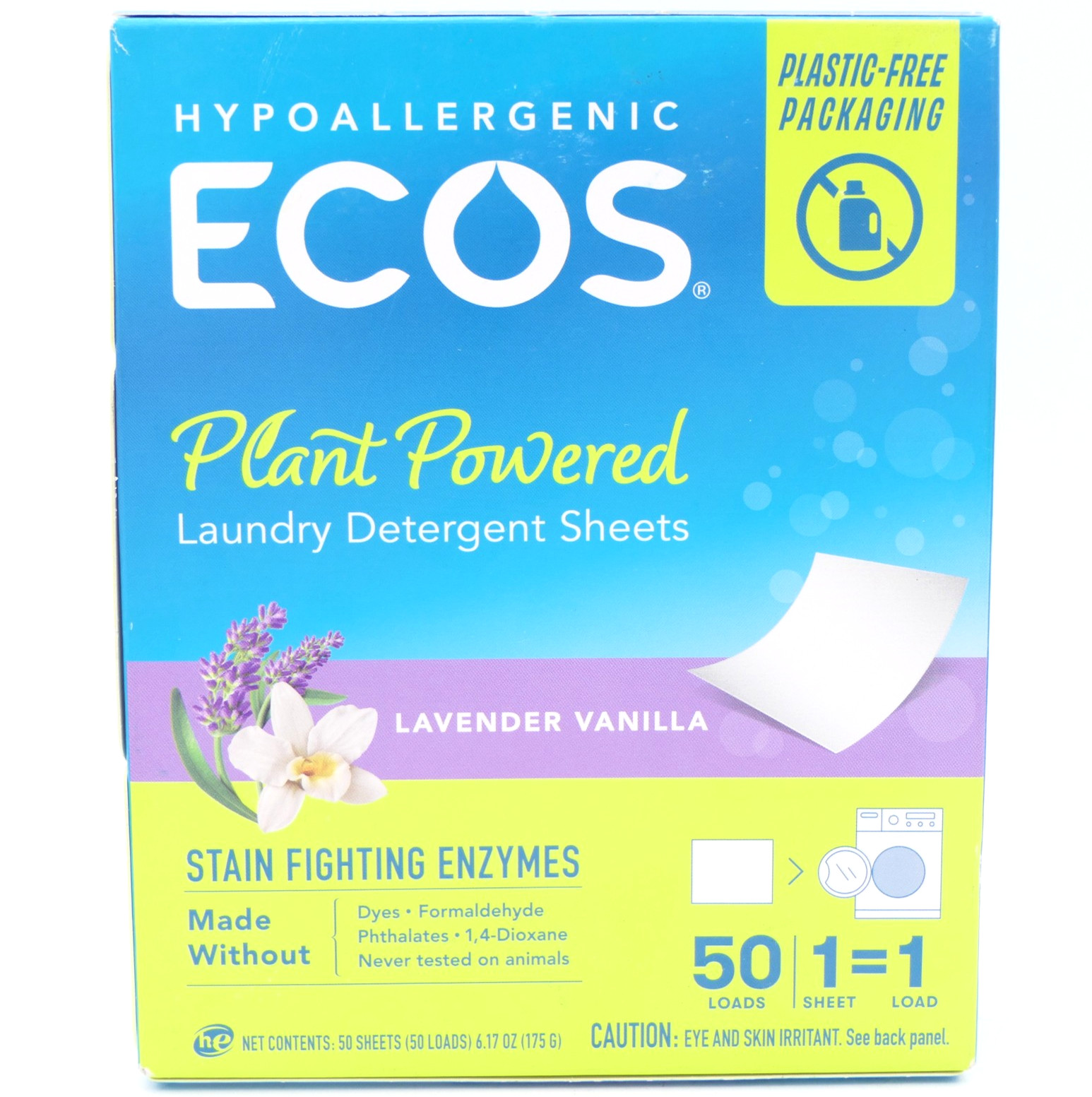 ECOS Plant Powered Laundry Detergent Sheets Lavender Vanilla 50 Loads