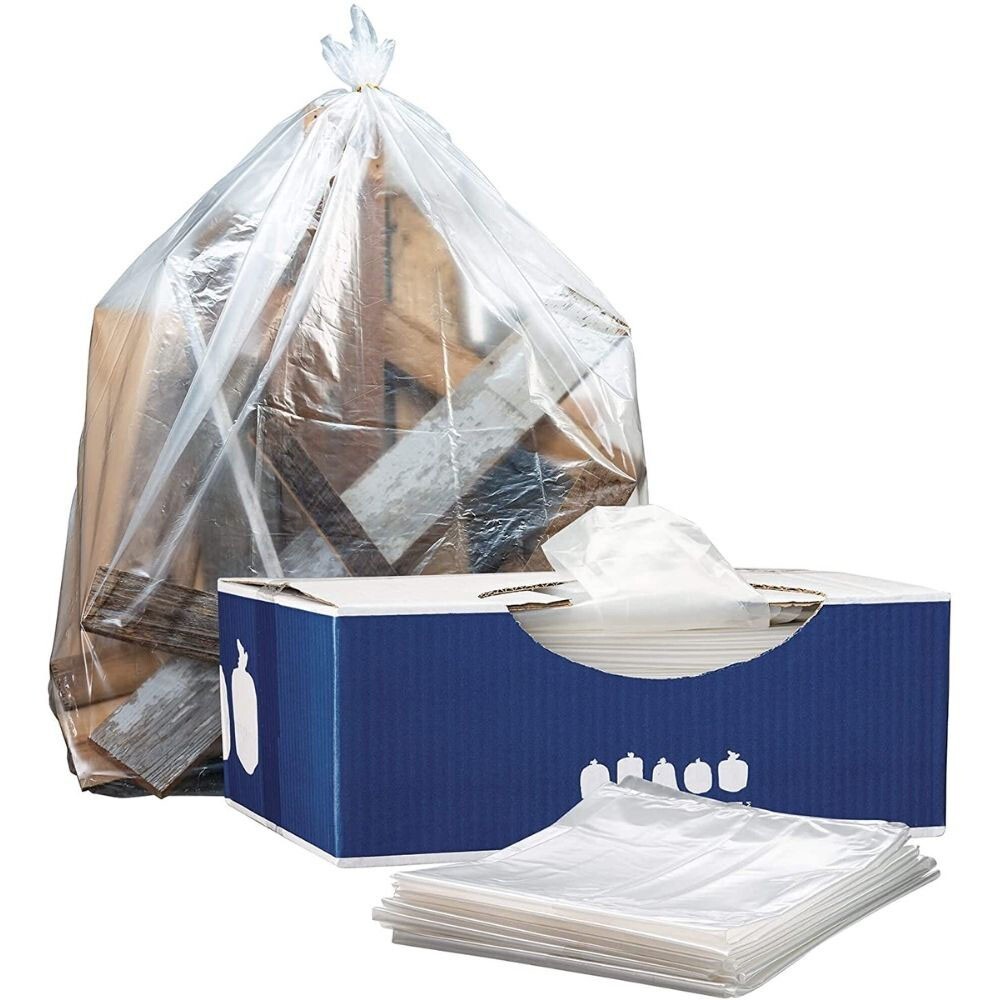 Plasticplace 32-33 Gallon Trash Bags – Clear, case of 100 bags