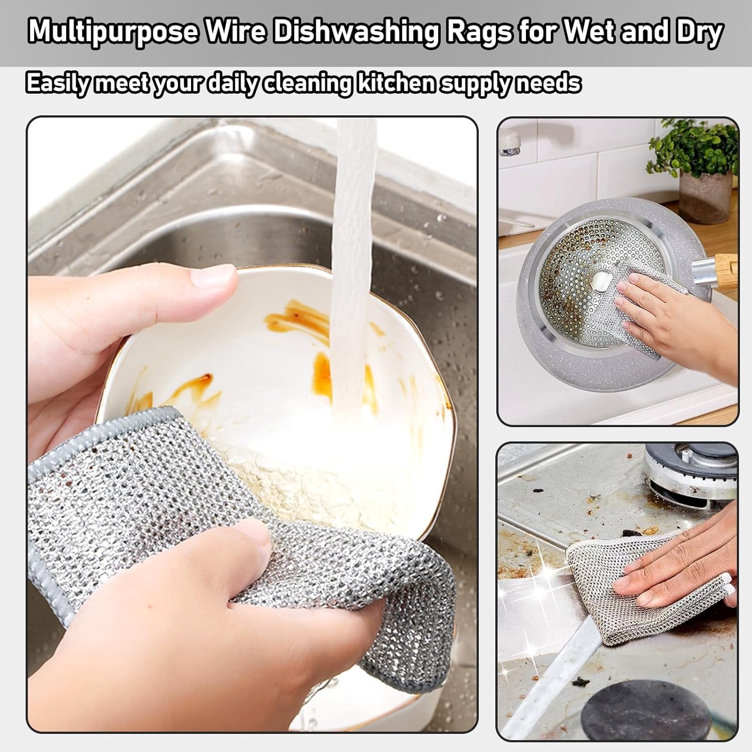 10 Pieces Dishwashing Cloth Multipurpose Premium Metal Wire Dishwashing Cleaning