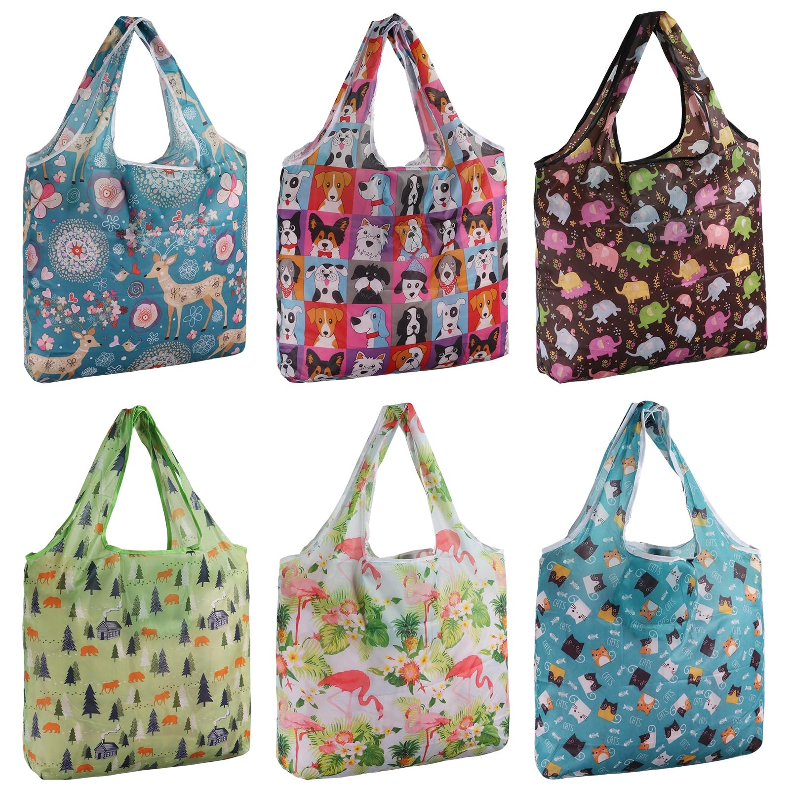 Reusable Grocery Bags 6 Pack Foldable 50lbs Heavy Duty Large Collapsible