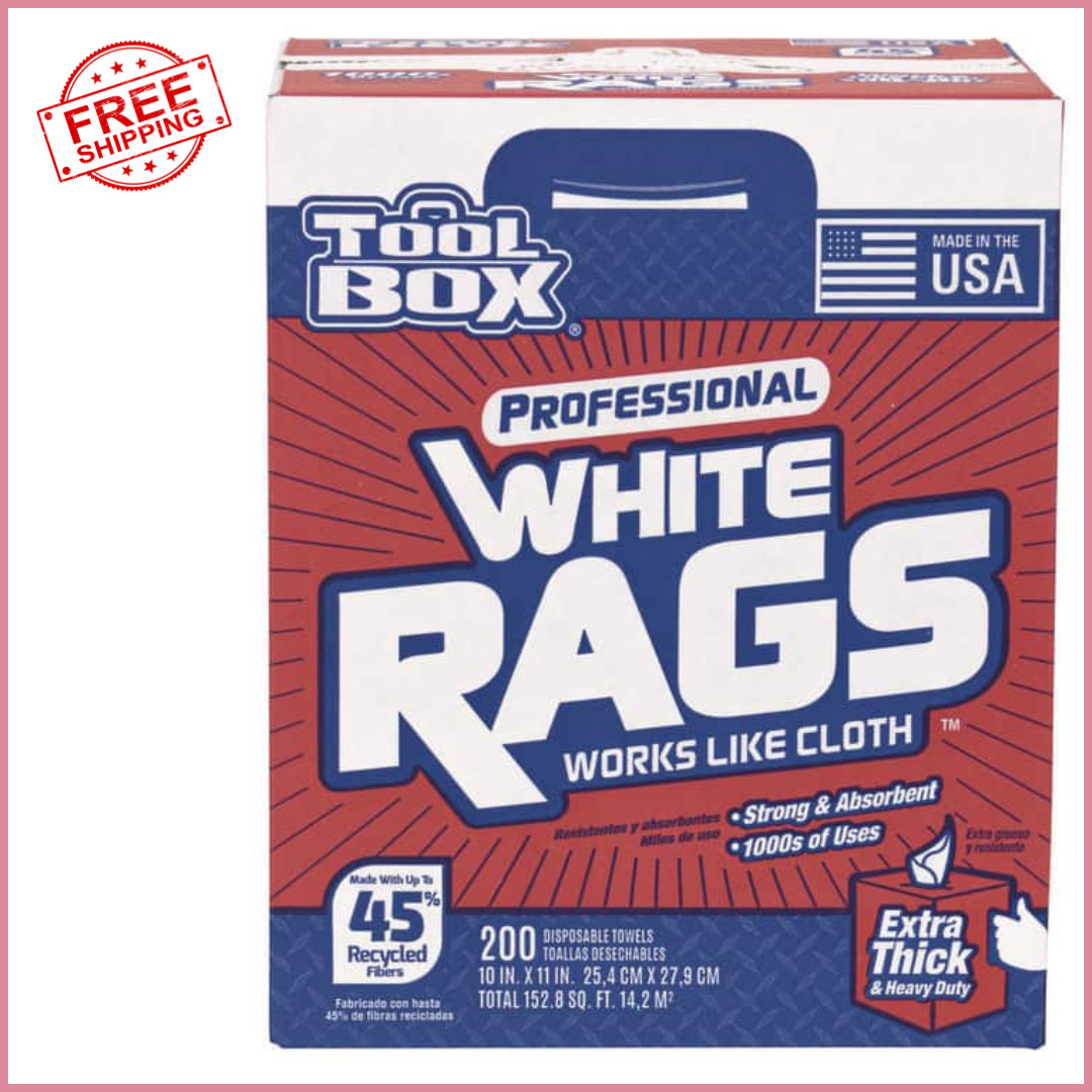 White Painter’s Rags 200 Sheets Disposable Natural Fiber Cloths 10×11 In