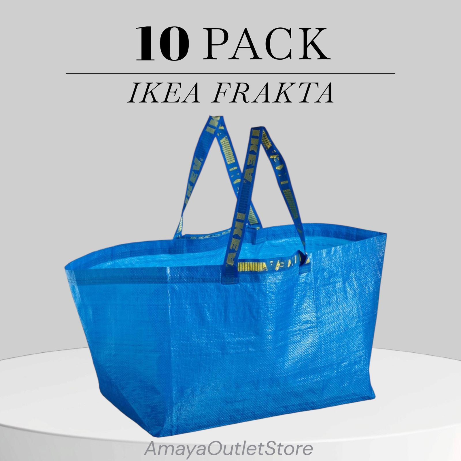 IKEA 10 X LARGE BLUE BAGS Shopping Bag Laundry Storage Travel Tote FRAKTA