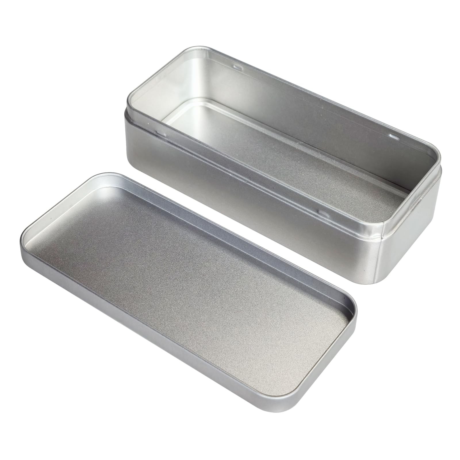 Rectangular Metal Empty Tins 7 PCS Set 5.9×2.75×1.57 inches Silver