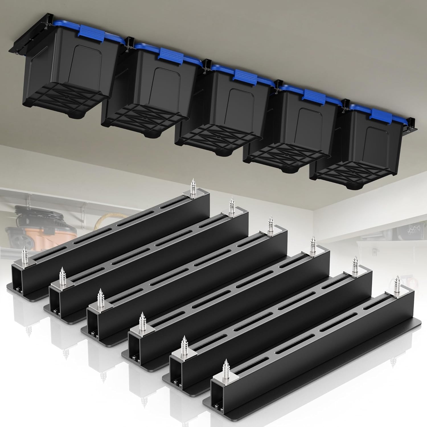 Garage Ceiling Storage Rack Heavy Duty Metal Overhead Organizer for Tote Bins
