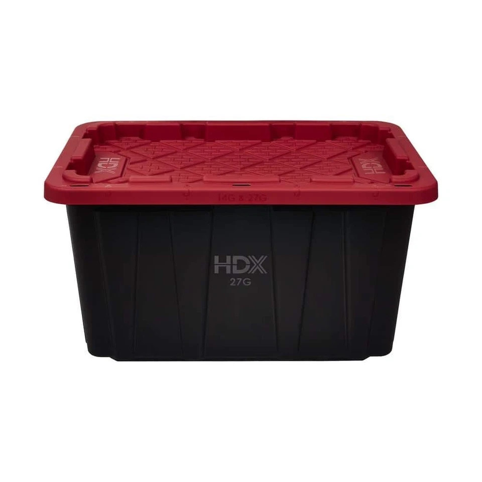 27 Gal. Tough Storage Tote in Black and Red
