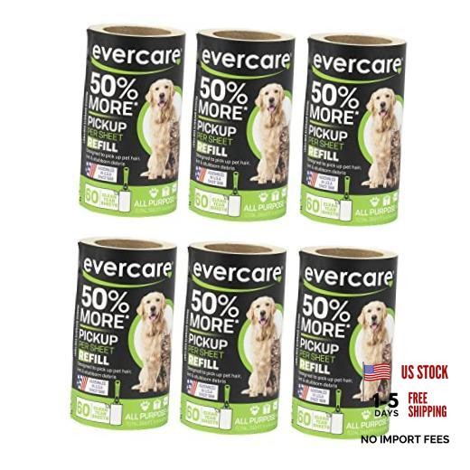 Pet Lint Roller Refill, Manual Operation, 60 Pack of 6 (360 Sheet Count)