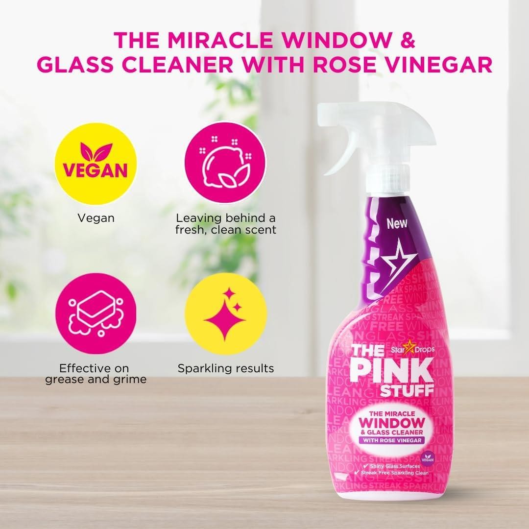The Pink Stuff Window & Glass Cleaner with Rose Vinegar, 25.4oz Spray – 82384