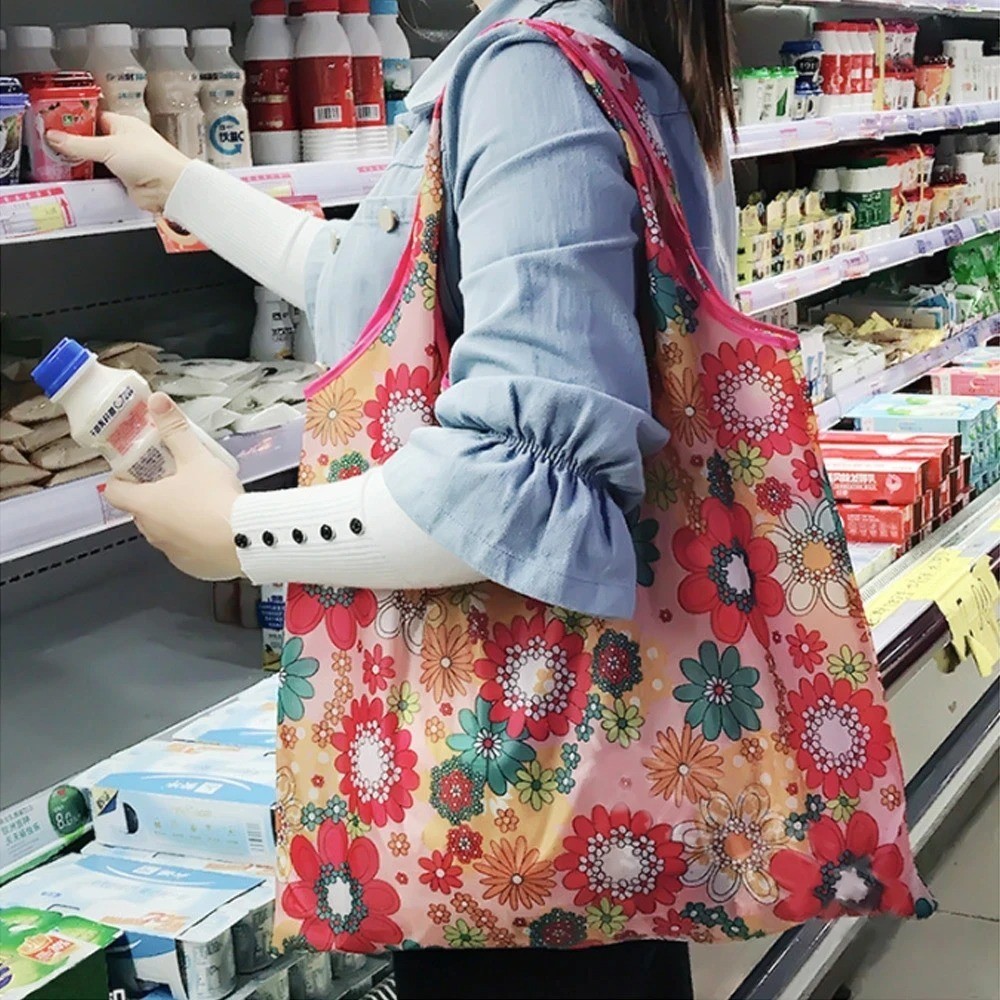 Large Reusable Eco-Friendly Folding Shopping Bag Portable Grocery Foldable Tote