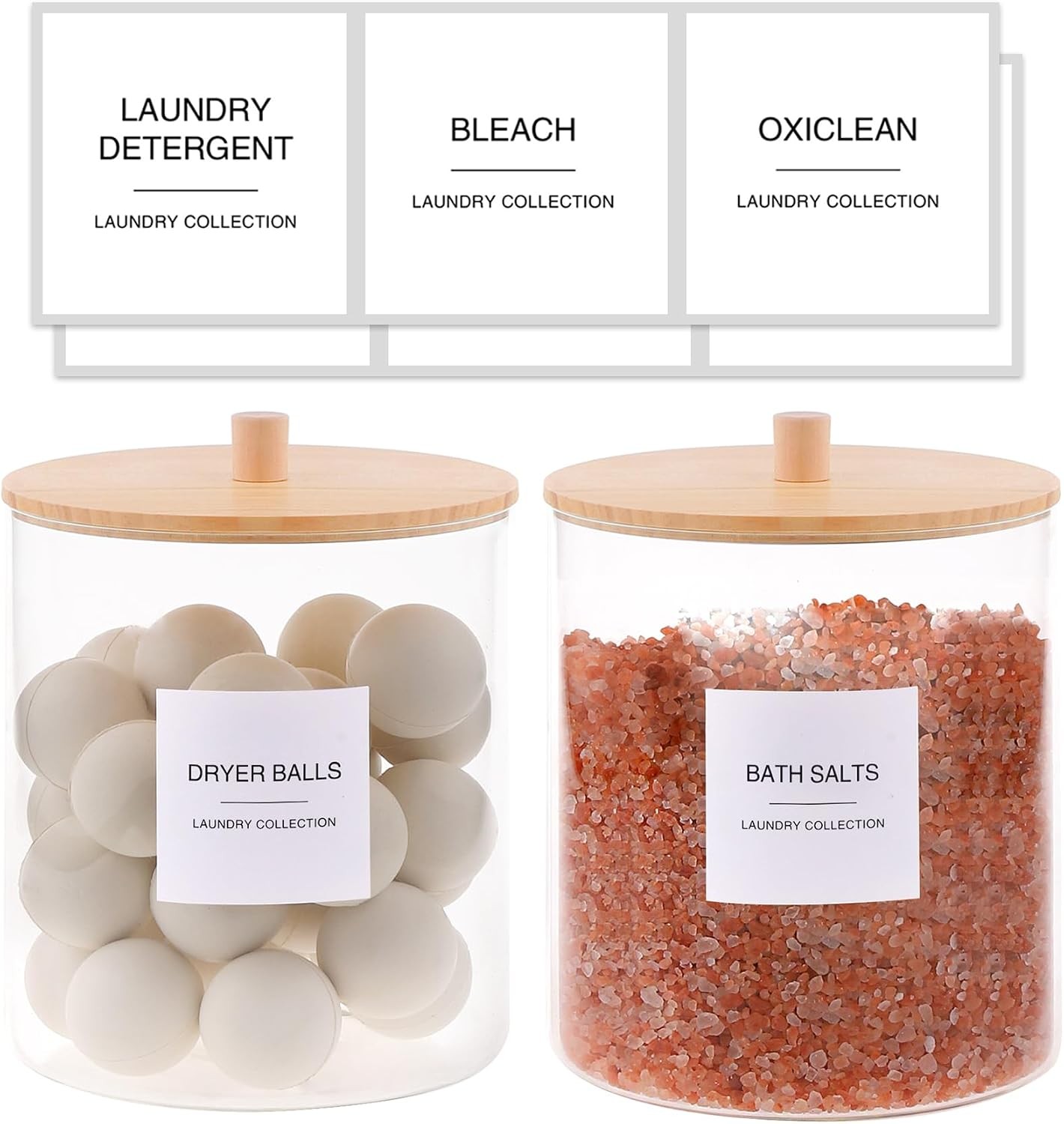 Glass Jars for Laundry Room Organization, Laundry Pods Container with 27 Labels,