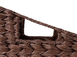 Wicker Storage Baskets, Waterproof Wicker Basket with Handles, Trapezoid Woven