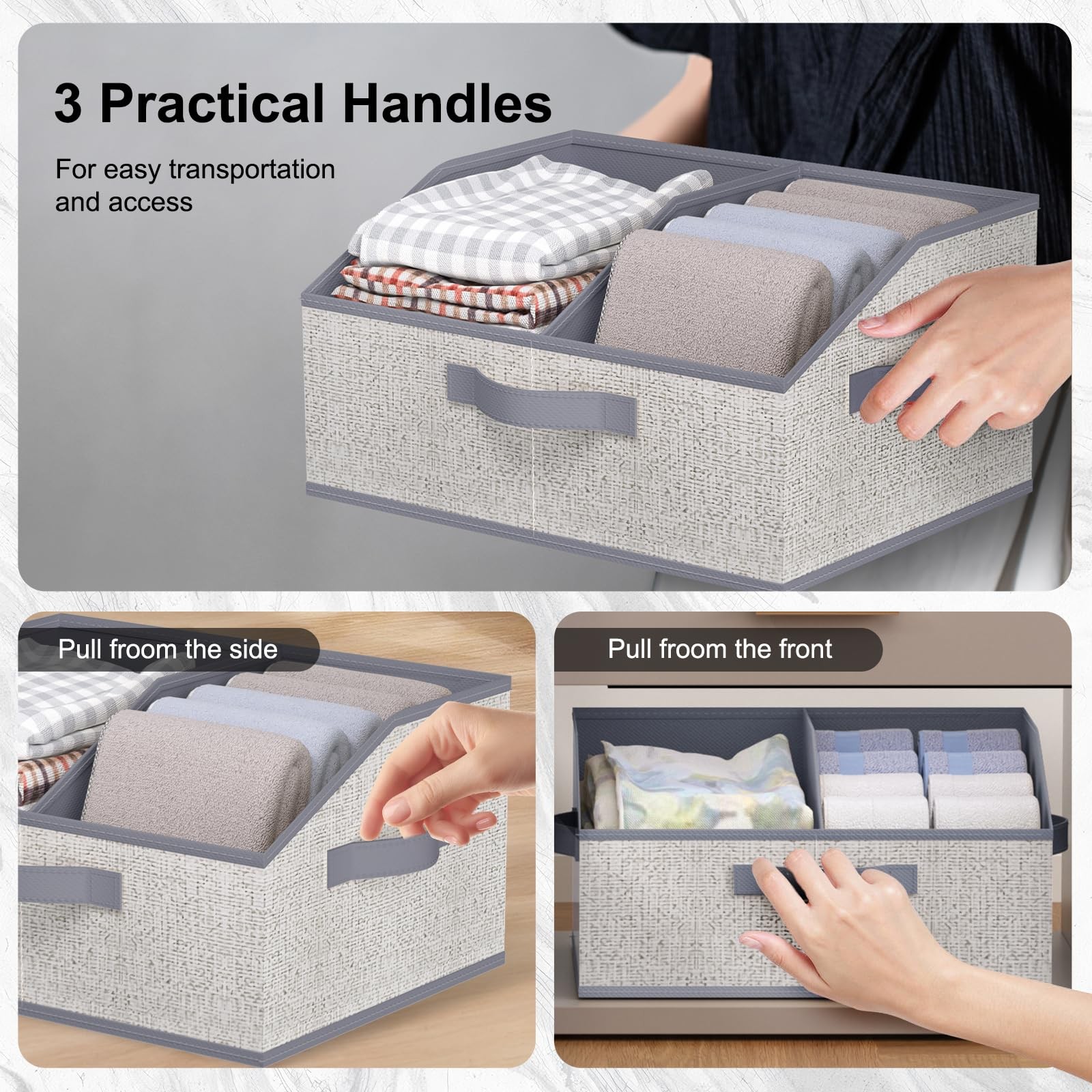 6 PCS Beige Large Trapezoid Fabric Closet Storage Bins Divider Cubes Box