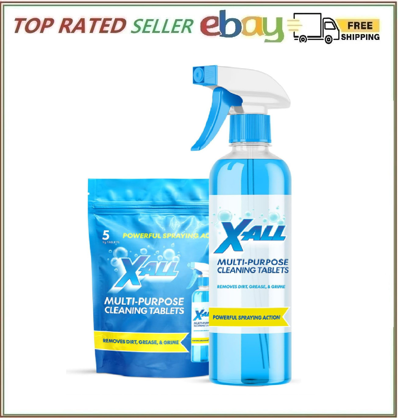 X-ALL Multi-Purpose Cleaner – Spray Bottle and 5x Cleaning Tablets