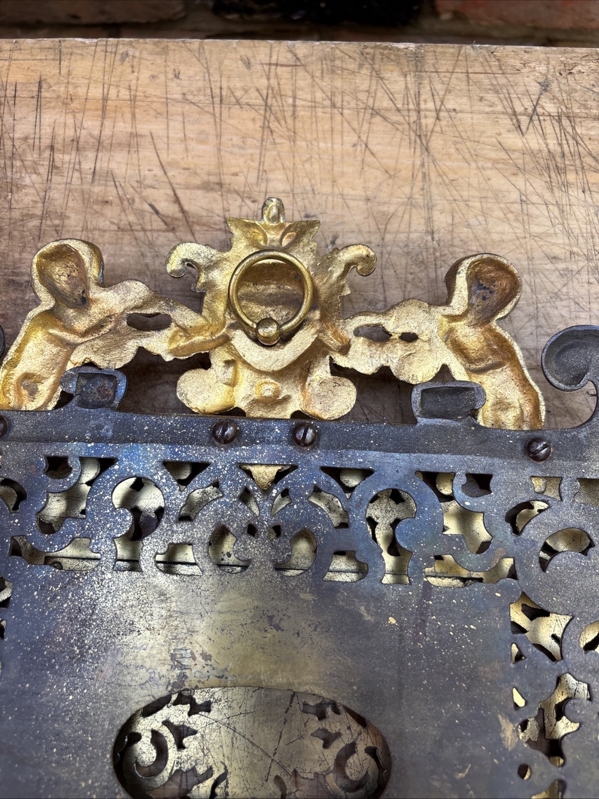 Antique Ornate Renaissance Design Solid Brass Wall Mounted Mail/ Magazine Holder