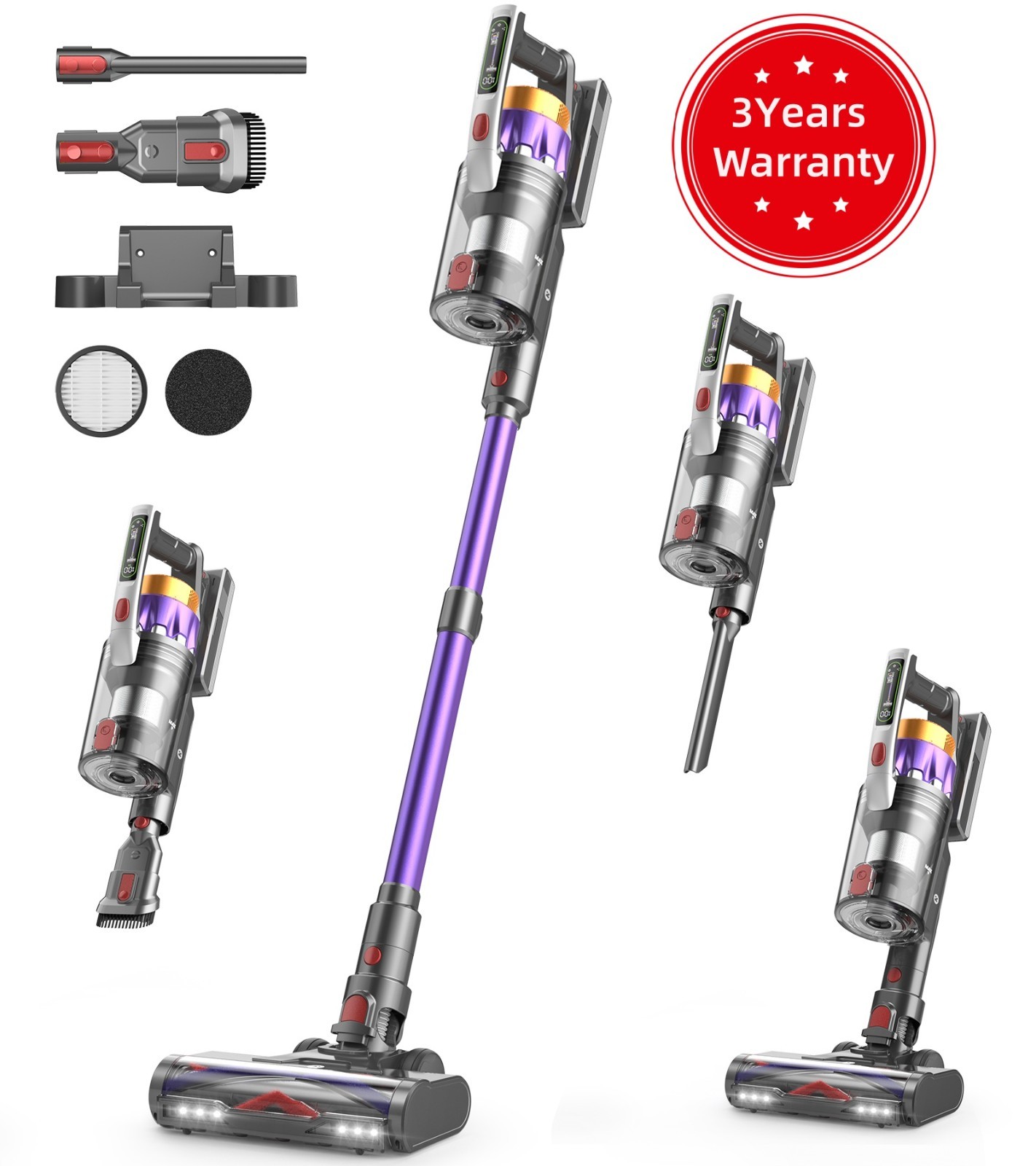 Cordless Vacuum Cleaner 65KPA 75Min Brushless Motor Self-Standing 650W Stick S++
