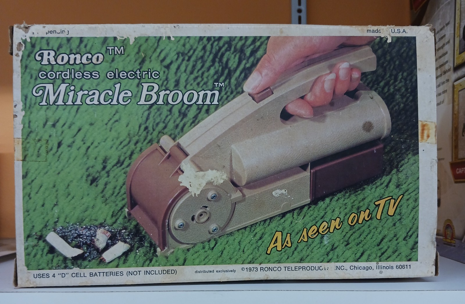 Ronco 1973 Cordless Electric Miracle Broom As Seen On TV Original Box