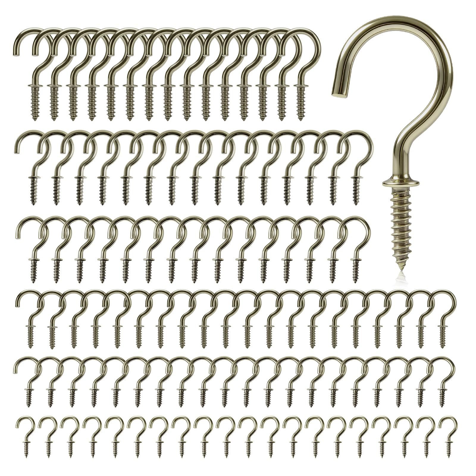Zruosiniy 105 Pcs Premium Screw Cup Hook Set, 6 Sizes Bronze Screw-in Hooks (…