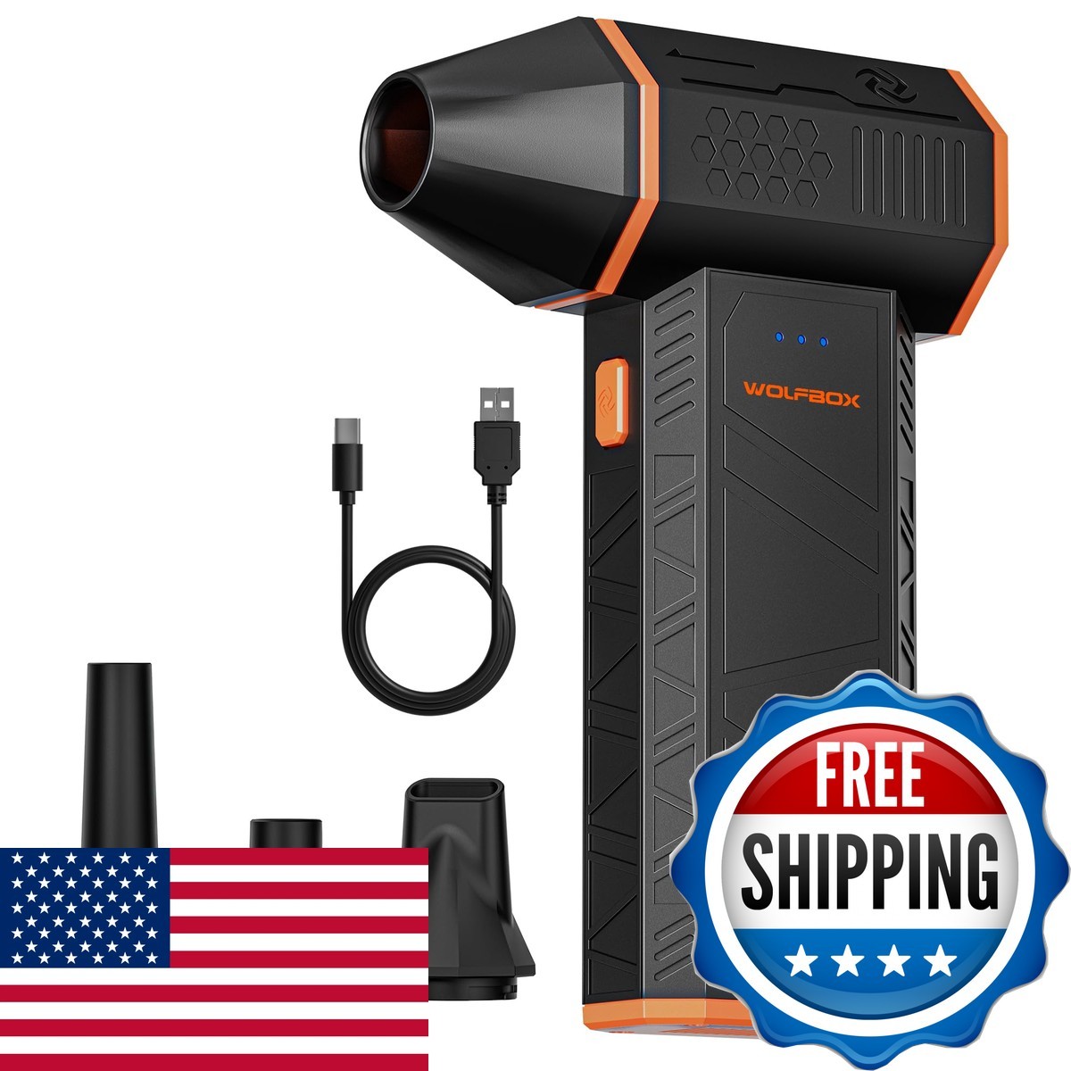 WOLFBOX MF50 Electric Air Duster 110000RPM 3-Gear Adjustable Fast Charging for