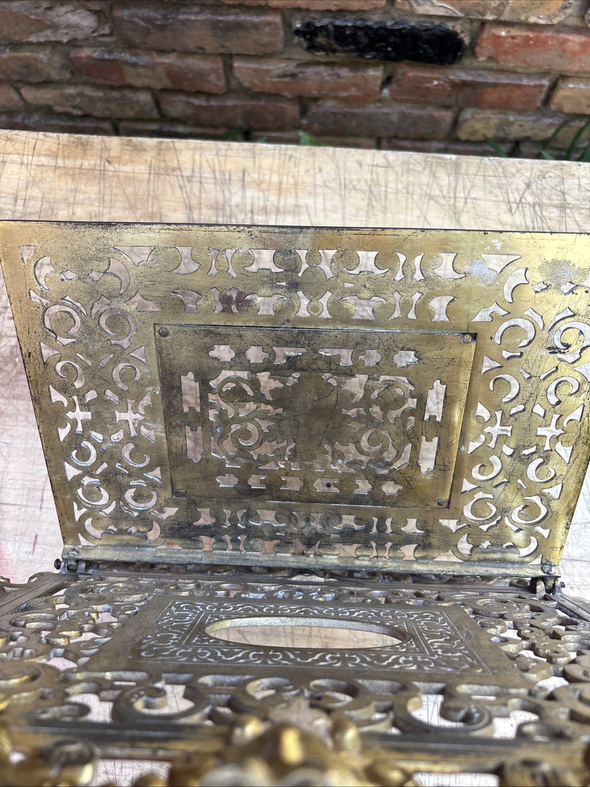 Antique Ornate Renaissance Design Solid Brass Wall Mounted Mail/ Magazine Holder