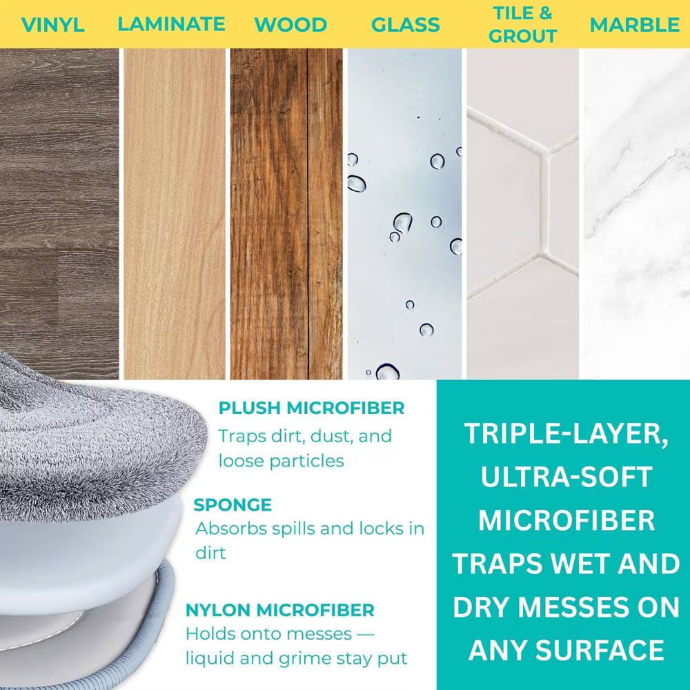 True & Tidy True Clean Dual Bucket 2.0 Spin Mop with Silicone